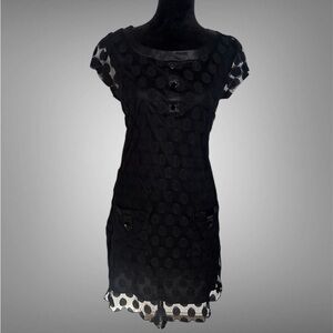 Enfocus Studio Black Sheer Polka Dot Mini Dress